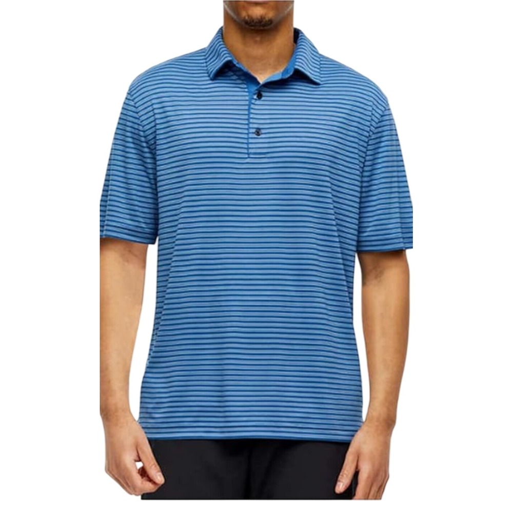Greg Norman ML75 Play Dry Mens Blue Striped Golf Polo Small S/P Short Sleeve